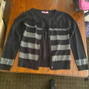 Kids Black and Gray, Large, Pink Angel Button Down Sweater!